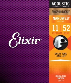 Elixir Nanoweb Acoustic Guitar Strings 11-52 Phosphor Bronze