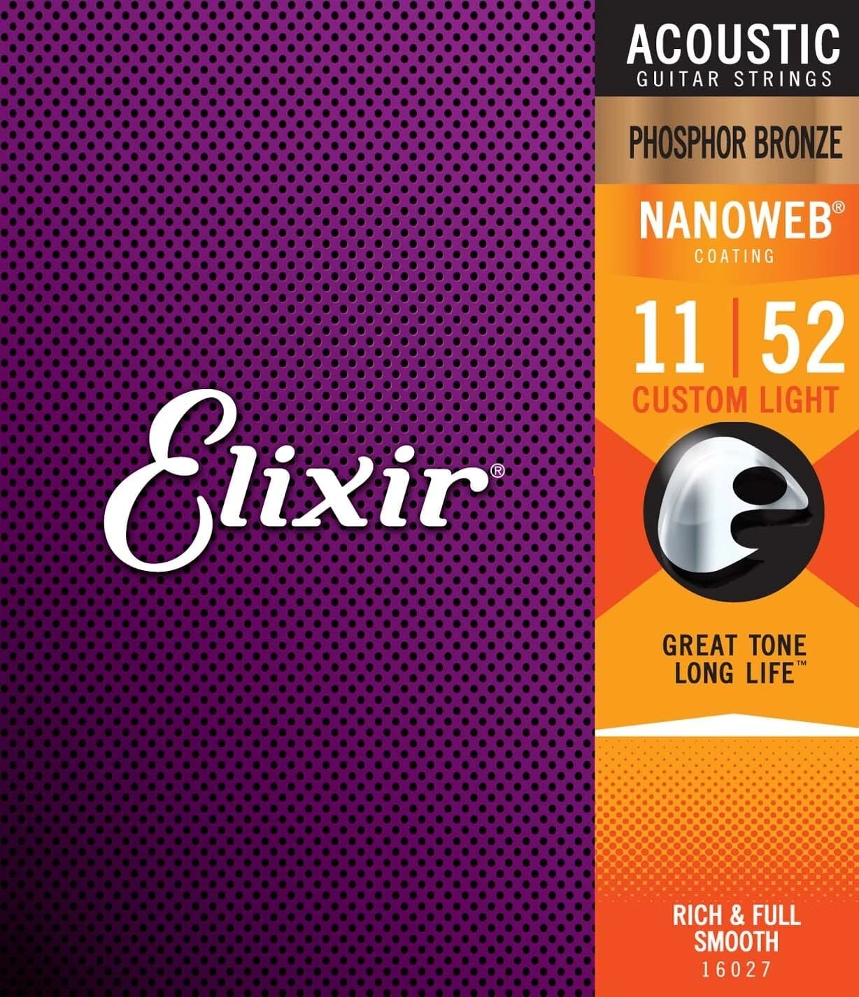 Elixir Nanoweb Acoustic Guitar Strings 11-52 Phosphor Bronze 1 Elixir Nanoweb Acoustic Guitar Strings 11-52 Phosphor Bronze