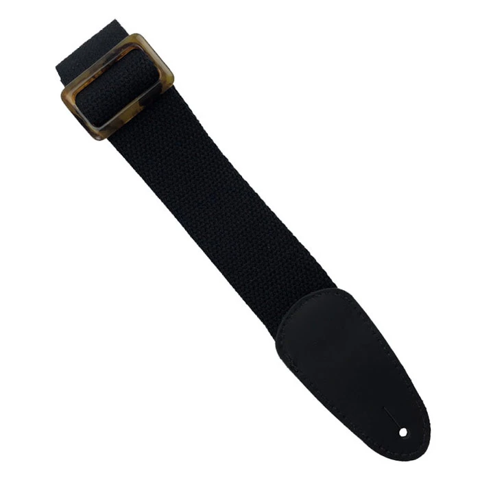 Henry Heller 2″ Cotton Strap With Deluxe Leather Ends Black 1 Henry Heller 2″ Cotton Strap With Deluxe Leather Ends Black