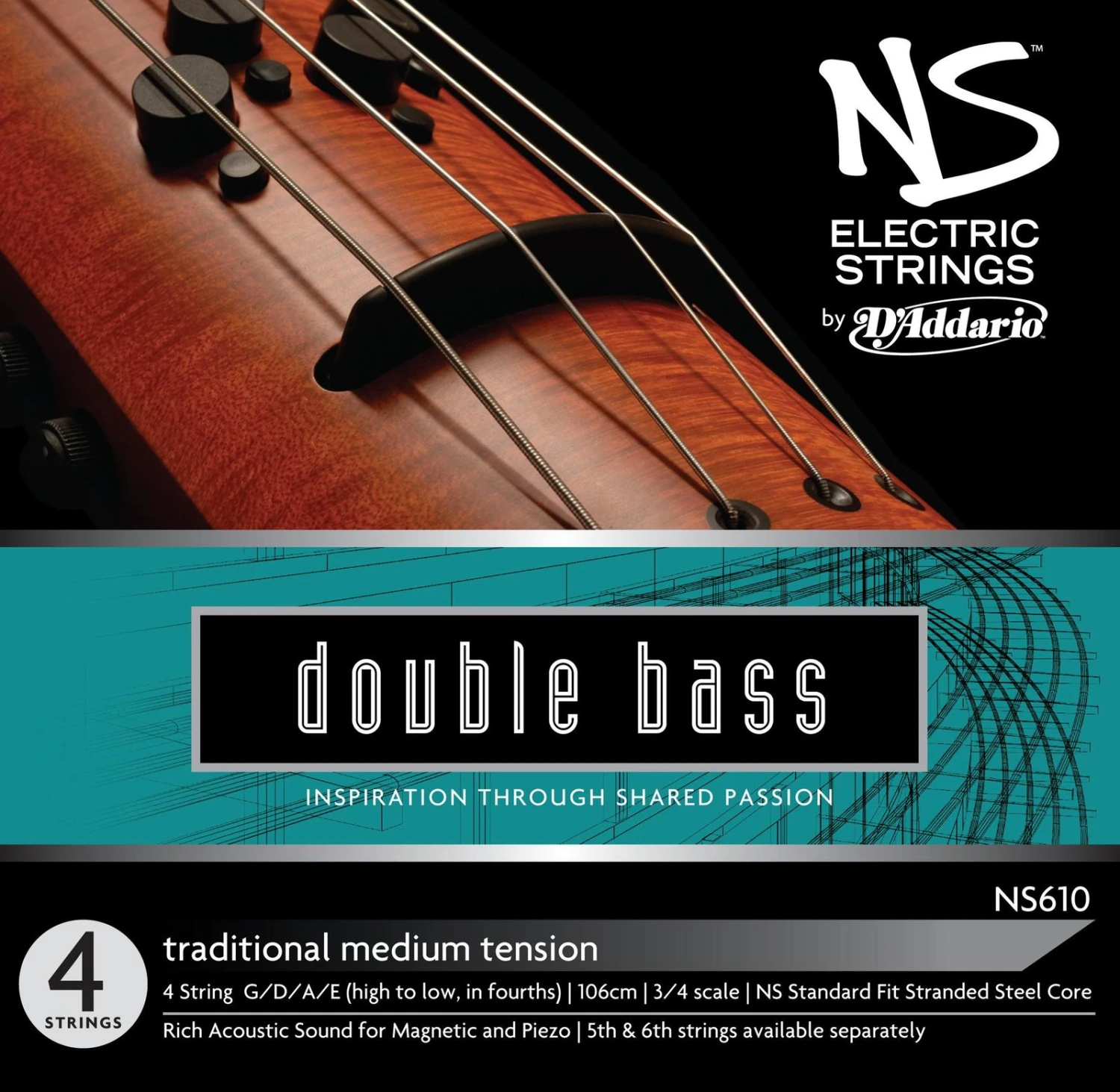 NS Design Electric Traditional 4 String Bass Set Medium Tension 3/4 Scale 1 NS Design Electric Traditional 4 String Bass Set Medium Tension 3/4 Scale