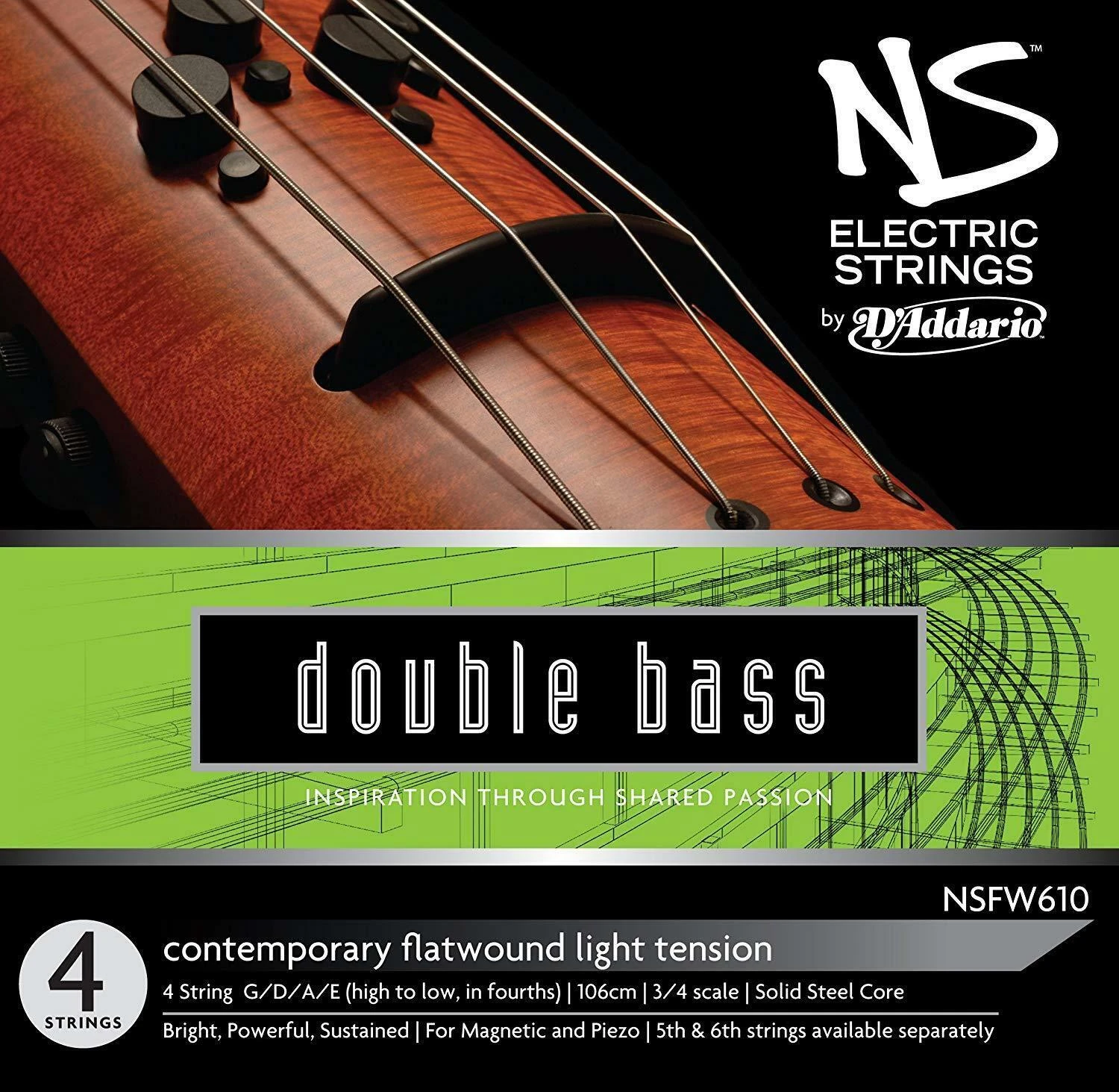 NS Double Bass String Set D’Addario 3/4 Scale Medium 1 NS Double Bass String Set D’Addario 3/4 Scale Medium