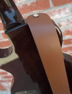 Steph Accessories Leather Strap 6cm – Tan -Guitar Music Store Steph Accessories Split leather strap round ends 6 cm wide Tan on Les Paul