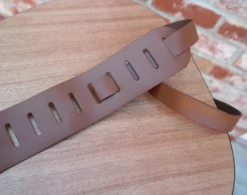Steph Accessories Leather Strap 6cm – Tan -Guitar Music Store Steph Accessories Split leather strap round ends 6 cm wide Tan on Maton 2