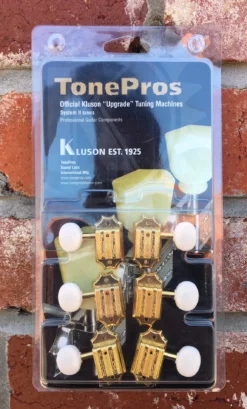 TonePros Tuners 3 On A Side Round White Button Gold