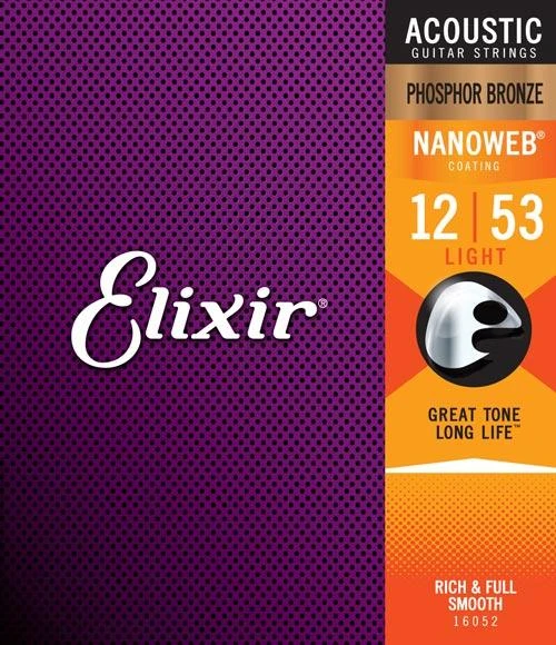 Elixir Nanoweb Acoustic Guitar Strings 12-53 Phosphor Bronze 1 Elixir Nanoweb Acoustic Guitar Strings 12-53 Phosphor Bronze