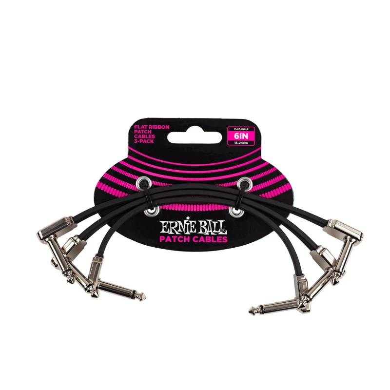 Ernie Ball 6″ Flat Ribbon Patch Cable Right Angle 3 Pack 2 Ernie Ball 6″ Flat Ribbon Patch Cable Right Angle 3 Pack - Image 2